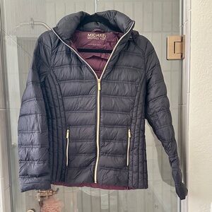 Michael Kors Quilted Black Puffer with Gold Zippers